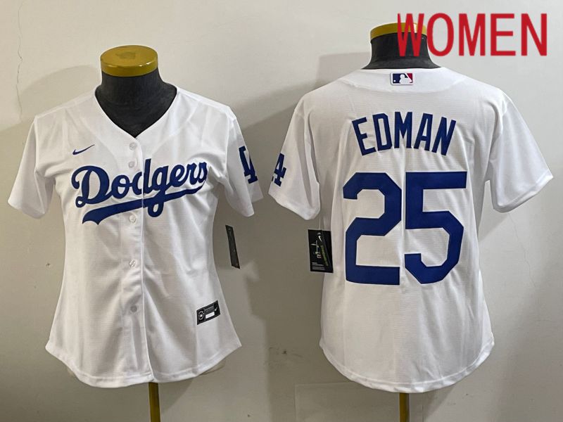 Women Los Angeles Dodgers 25 Edman White Game 2024 Nike MLB Jersey style 1120